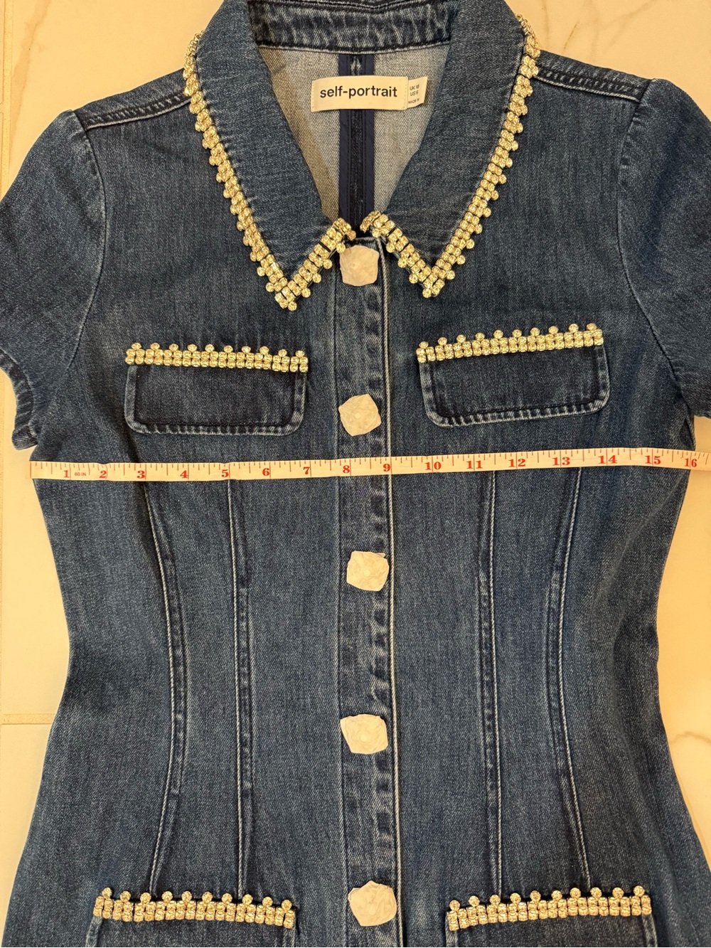 Self-Portrait Denim Mini Dress - Picture 6 of 8